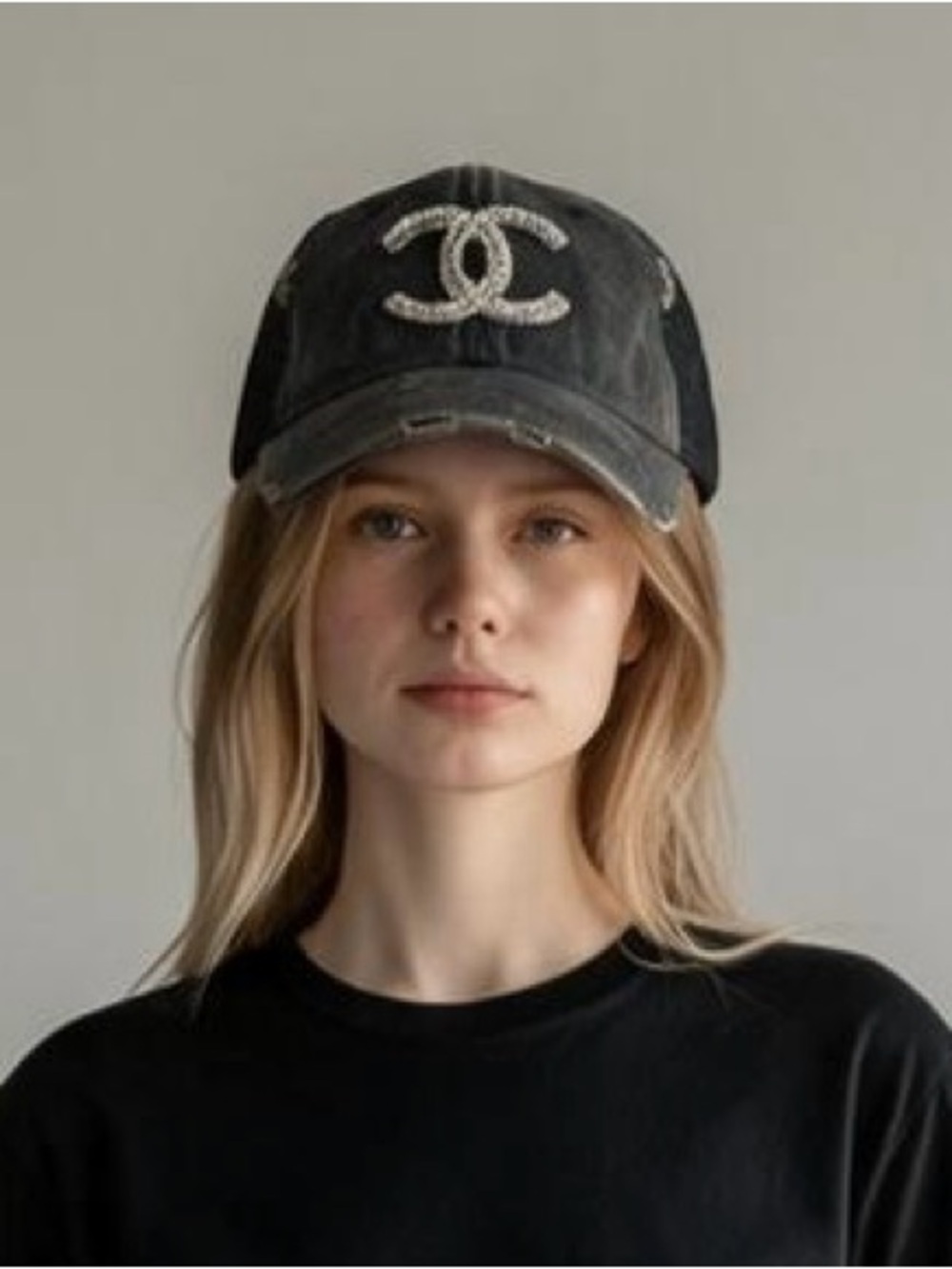Black Distressed Logo truckers hat